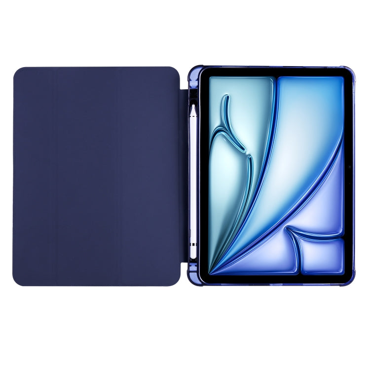 For iPad Air 11 2025 / 2024 3-fold TPU Leather Smart Tablet Case with Pen Slot(Dark Blue) - iPad Air 11 2025 / 2024 Cases by buy2fix | Online Shopping UK | buy2fix
