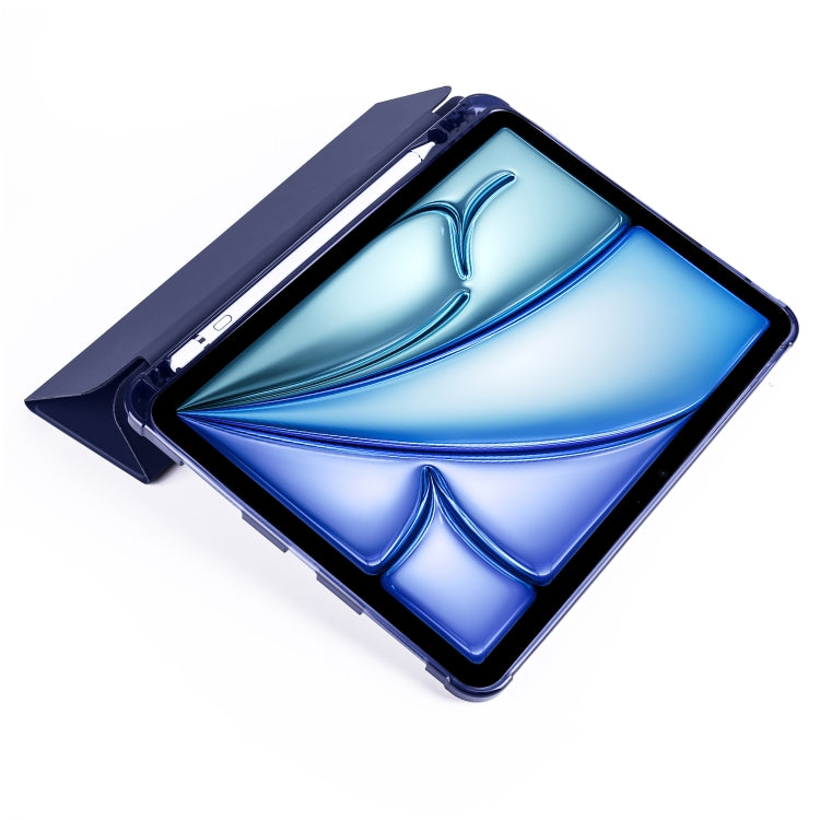 For iPad Air 11 2025 / 2024 3-fold TPU Leather Smart Tablet Case with Pen Slot(Dark Blue) - iPad Air 11 2025 / 2024 Cases by buy2fix | Online Shopping UK | buy2fix