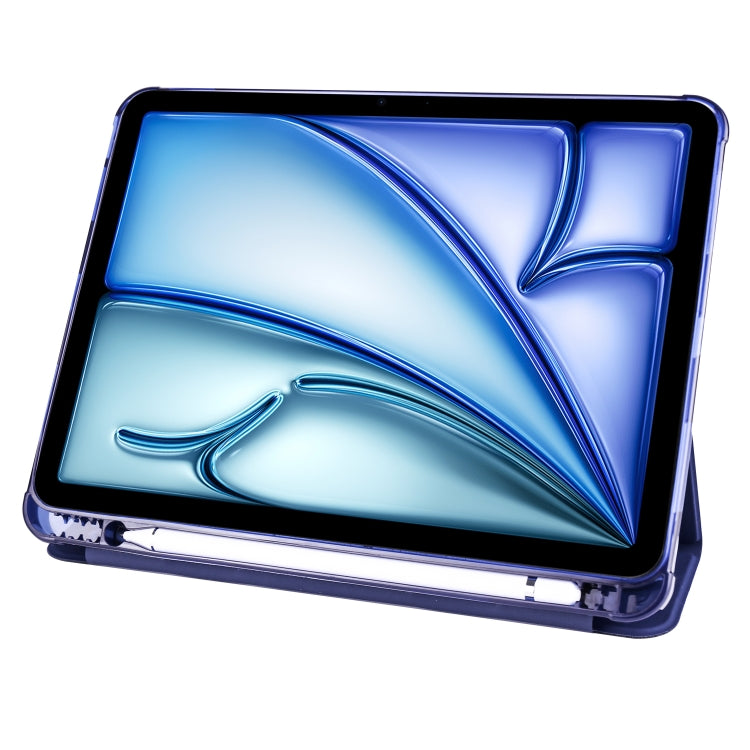 For iPad Air 11 2025 / 2024 3-fold TPU Leather Smart Tablet Case with Pen Slot(Dark Blue) - iPad Air 11 2025 / 2024 Cases by buy2fix | Online Shopping UK | buy2fix
