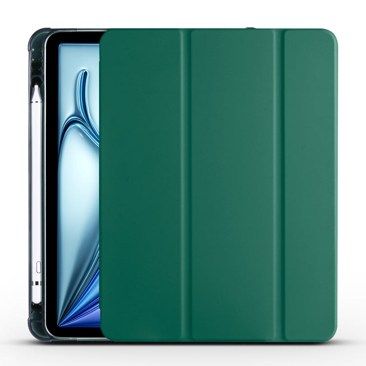 For iPad Air 11 2025 / 2024 3-fold TPU Leather Smart Tablet Case with Pen Slot(Pine Green) - iPad Air 11 2025 / 2024 Cases by buy2fix | Online Shopping UK | buy2fix