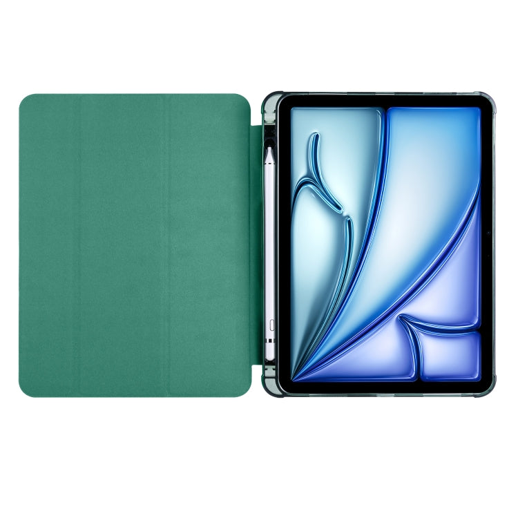 For iPad Air 11 2025 / 2024 3-fold TPU Leather Smart Tablet Case with Pen Slot(Pine Green) - iPad Air 11 2025 / 2024 Cases by buy2fix | Online Shopping UK | buy2fix