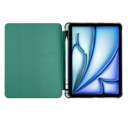 For iPad Air 11 2025 / 2024 3-fold TPU Leather Smart Tablet Case with Pen Slot(Pine Green) - iPad Air 11 2025 / 2024 Cases by buy2fix | Online Shopping UK | buy2fix