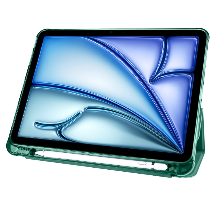 For iPad Air 11 2025 / 2024 3-fold TPU Leather Smart Tablet Case with Pen Slot(Pine Green) - iPad Air 11 2025 / 2024 Cases by buy2fix | Online Shopping UK | buy2fix