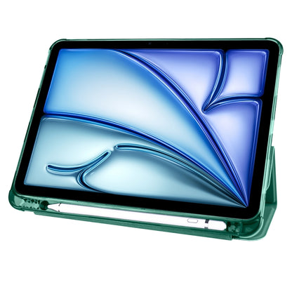 For iPad Air 11 2025 / 2024 3-fold TPU Leather Smart Tablet Case with Pen Slot(Pine Green) - iPad Air 11 2025 / 2024 Cases by buy2fix | Online Shopping UK | buy2fix