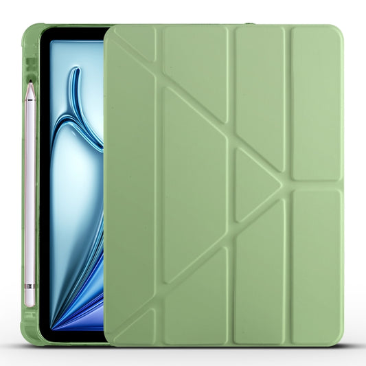 For iPad Air 11 2025 / 2024 Multi-folding TPU Leather Smart Tablet Case with Pen Slot(Matcha Green) - iPad Air 11 2025 / 2024 Cases by buy2fix | Online Shopping UK | buy2fix