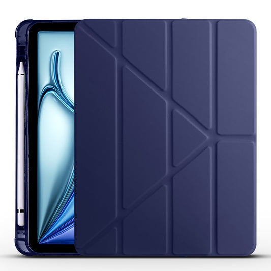 For iPad Air 11 2025 / 2024 Multi-folding TPU Leather Smart Tablet Case with Pen Slot(Dark Blue) - iPad Air 11 2025 / 2024 Cases by buy2fix | Online Shopping UK | buy2fix