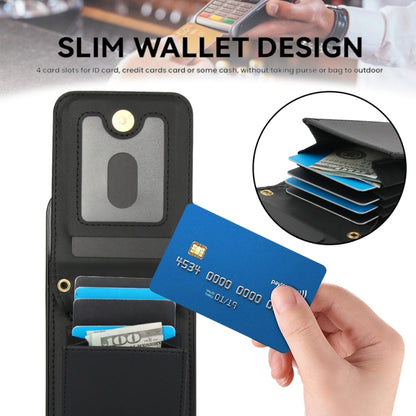 For iPhone 15 Pro YM015 Crossbody Rhombic Card Bag RFID Phone Case(Black) - iPhone 15 Pro Cases by buy2fix | Online Shopping UK | buy2fix