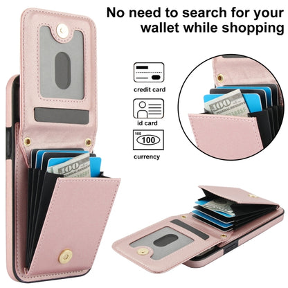 For iPhone 15 Pro YM015 Crossbody Rhombic Card Bag RFID Phone Case(Rose Gold) - iPhone 15 Pro Cases by buy2fix | Online Shopping UK | buy2fix