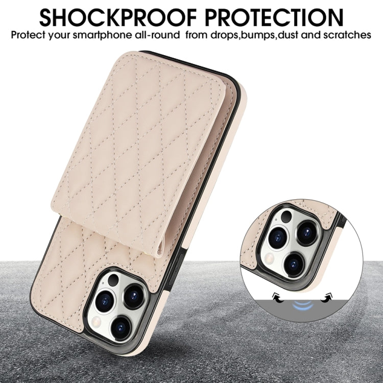 For iPhone 15 YM015 Crossbody Rhombic Card Bag RFID Phone Case(White) - iPhone 15 Cases by buy2fix | Online Shopping UK | buy2fix