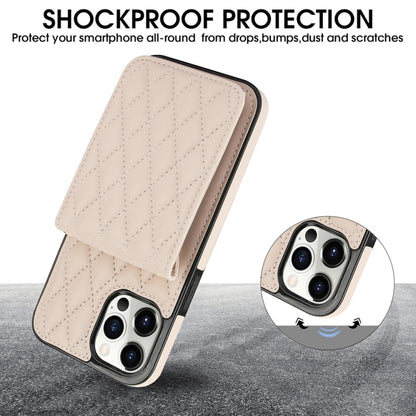For iPhone 15 YM015 Crossbody Rhombic Card Bag RFID Phone Case(White) - iPhone 15 Cases by buy2fix | Online Shopping UK | buy2fix