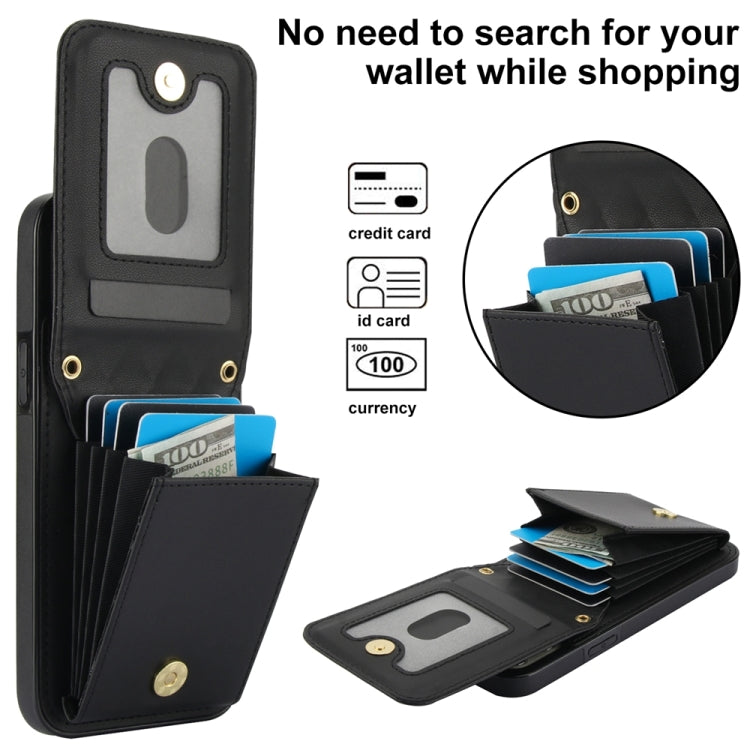 For iPhone 14 YM015 Crossbody Rhombic Card Bag RFID Phone Case(Black) - iPhone 14 Cases by buy2fix | Online Shopping UK | buy2fix