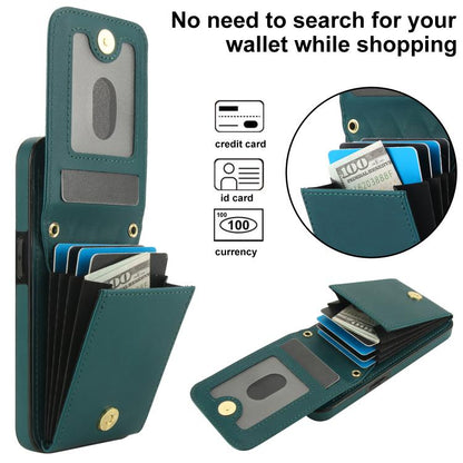 For iPhone 16e YM015 Crossbody Rhombic Card Bag RFID Phone Case(Green) - iPhone 16e Cases by buy2fix | Online Shopping UK | buy2fix