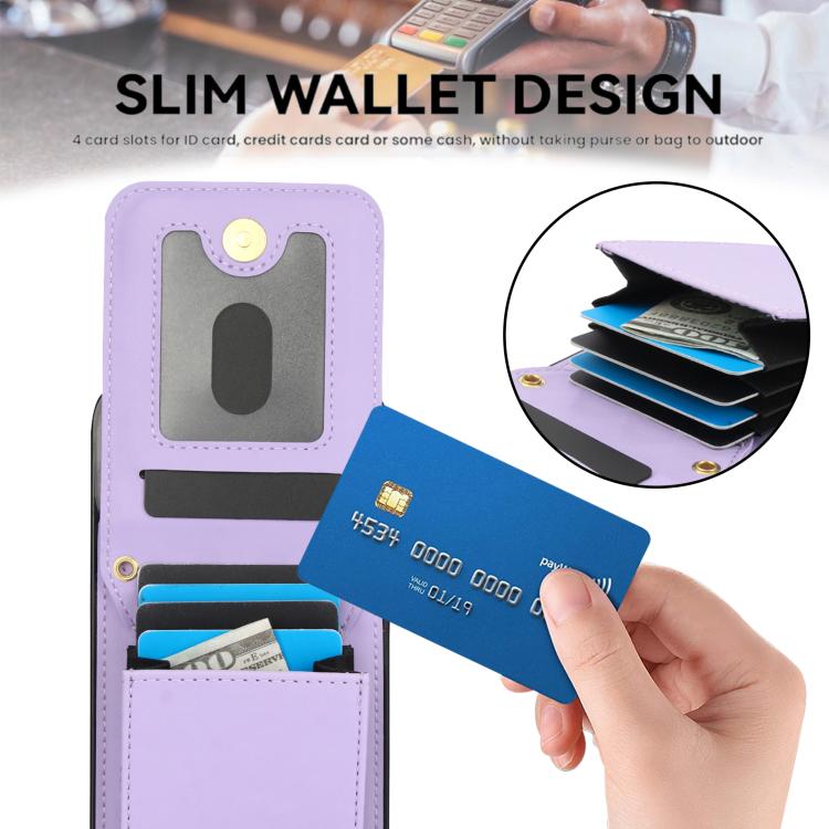For iPhone 16e YM015 Crossbody Rhombic Card Bag RFID Phone Case(Light Purple) - iPhone 16e Cases by buy2fix | Online Shopping UK | buy2fix