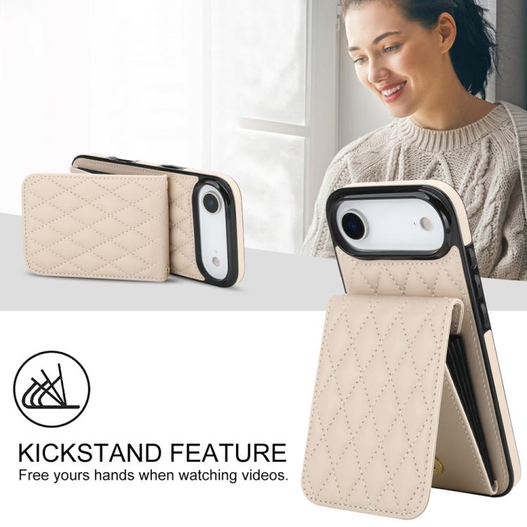 For iPhone Air YM015 Crossbody Rhombic Card Bag RFID Phone Case(White) - iPhone Air Cases by buy2fix | Online Shopping UK | buy2fix