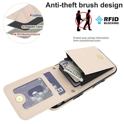 For iPhone Air YM015 Crossbody Rhombic Card Bag RFID Phone Case(White) - iPhone Air Cases by buy2fix | Online Shopping UK | buy2fix