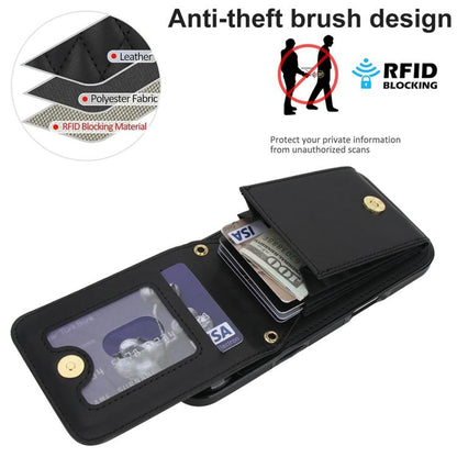 For iPhone Air YM015 Crossbody Rhombic Card Bag RFID Phone Case(Black) - iPhone Air Cases by buy2fix | Online Shopping UK | buy2fix