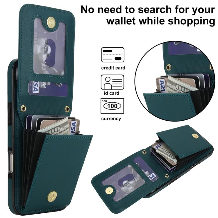 For iPhone Air YM015 Crossbody Rhombic Card Bag RFID Phone Case(Green) - iPhone Air Cases by buy2fix | Online Shopping UK | buy2fix