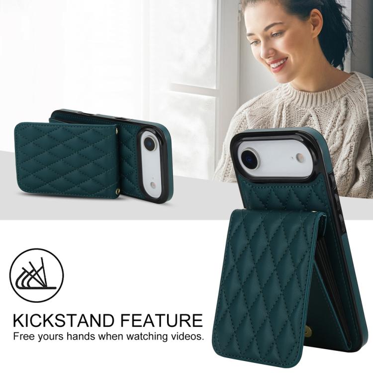 For iPhone Air YM015 Crossbody Rhombic Card Bag RFID Phone Case(Green) - iPhone Air Cases by buy2fix | Online Shopping UK | buy2fix