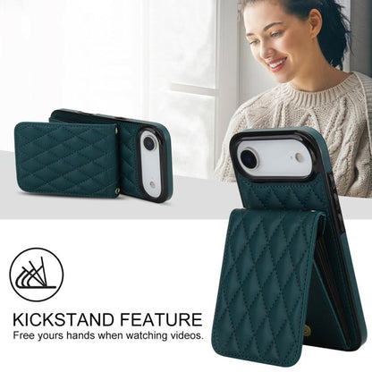 For iPhone Air YM015 Crossbody Rhombic Card Bag RFID Phone Case(Green) - iPhone Air Cases by buy2fix | Online Shopping UK | buy2fix