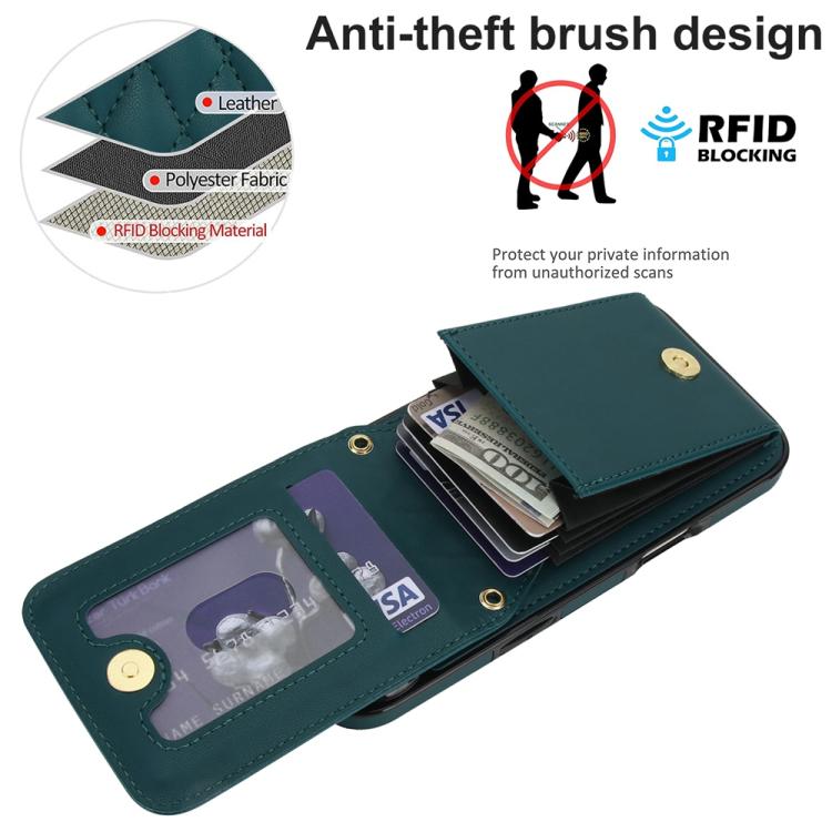 For iPhone Air YM015 Crossbody Rhombic Card Bag RFID Phone Case(Green) - iPhone Air Cases by buy2fix | Online Shopping UK | buy2fix