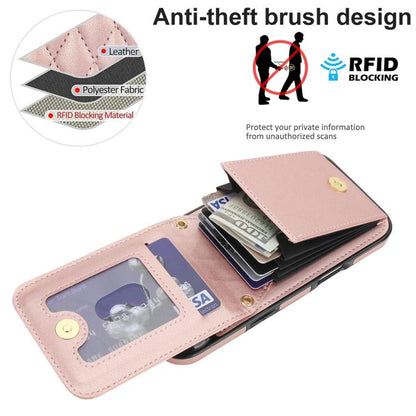 For iPhone Air YM015 Crossbody Rhombic Card Bag RFID Phone Case(Rose Gold) - iPhone Air Cases by buy2fix | Online Shopping UK | buy2fix