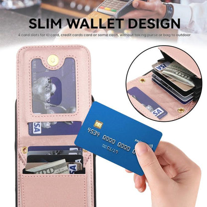 For iPhone Air YM015 Crossbody Rhombic Card Bag RFID Phone Case(Rose Gold) - iPhone Air Cases by buy2fix | Online Shopping UK | buy2fix