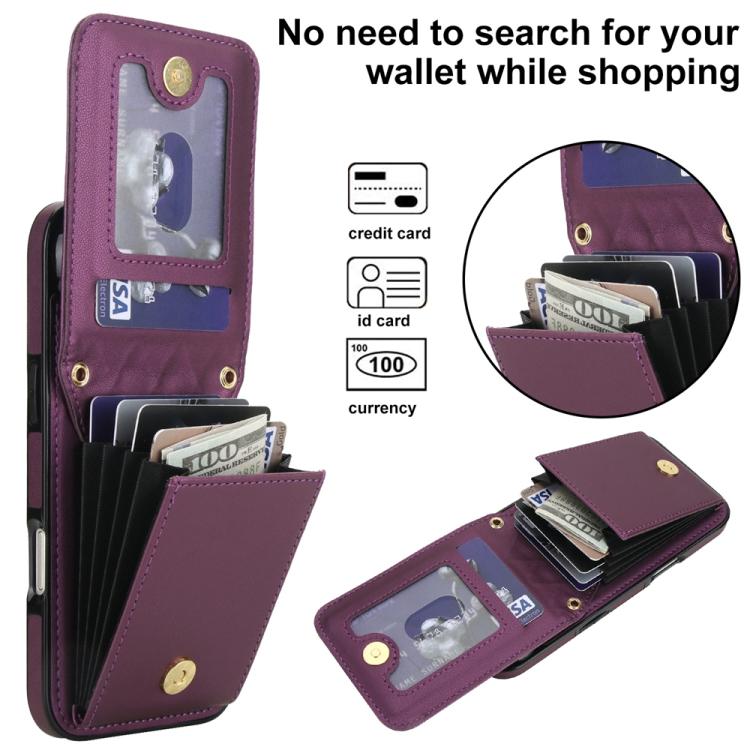 For iPhone Air YM015 Crossbody Rhombic Card Bag RFID Phone Case(Dark Purple) - iPhone Air Cases by buy2fix | Online Shopping UK | buy2fix