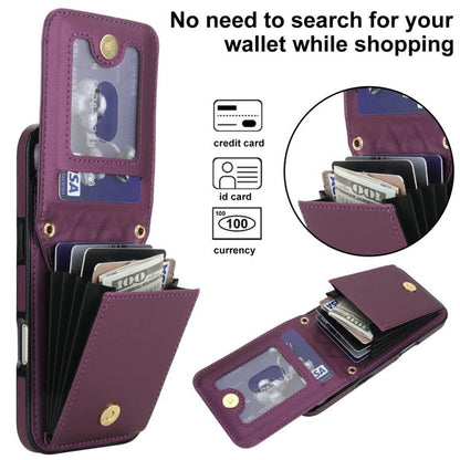 For iPhone Air YM015 Crossbody Rhombic Card Bag RFID Phone Case(Dark Purple) - iPhone Air Cases by buy2fix | Online Shopping UK | buy2fix