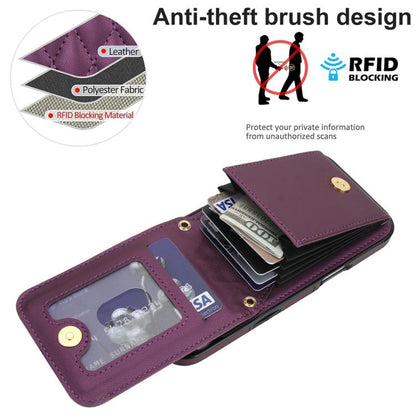 For iPhone Air YM015 Crossbody Rhombic Card Bag RFID Phone Case(Dark Purple) - iPhone Air Cases by buy2fix | Online Shopping UK | buy2fix