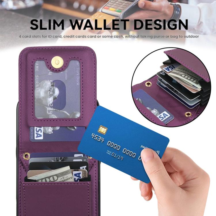 For iPhone Air YM015 Crossbody Rhombic Card Bag RFID Phone Case(Dark Purple) - iPhone Air Cases by buy2fix | Online Shopping UK | buy2fix