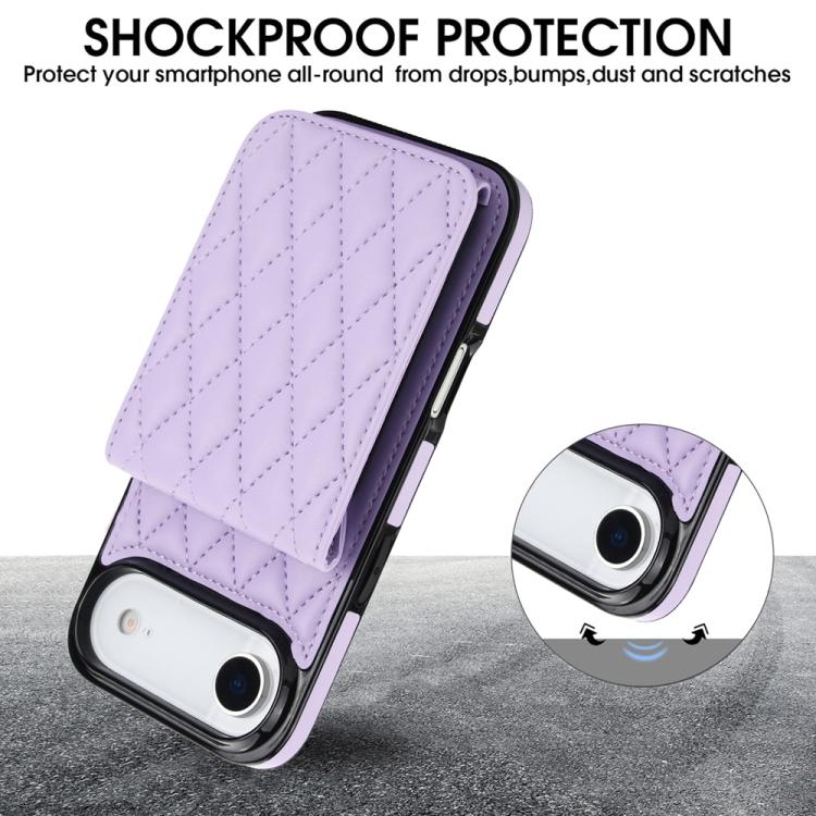 For iPhone Air YM015 Crossbody Rhombic Card Bag RFID Phone Case(Light Purple) - iPhone Air Cases by buy2fix | Online Shopping UK | buy2fix