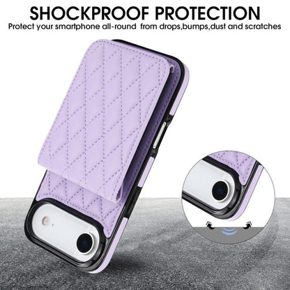 For iPhone Air YM015 Crossbody Rhombic Card Bag RFID Phone Case(Light Purple) - iPhone Air Cases by buy2fix | Online Shopping UK | buy2fix