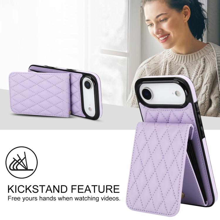 For iPhone Air YM015 Crossbody Rhombic Card Bag RFID Phone Case(Light Purple) - iPhone Air Cases by buy2fix | Online Shopping UK | buy2fix