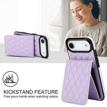 For iPhone Air YM015 Crossbody Rhombic Card Bag RFID Phone Case(Light Purple) - iPhone Air Cases by buy2fix | Online Shopping UK | buy2fix
