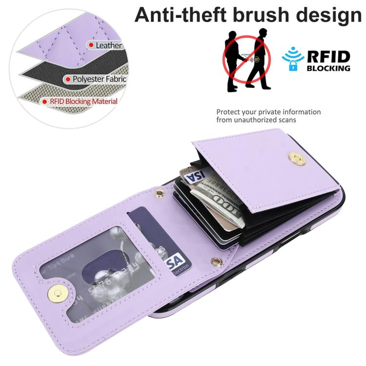 For iPhone Air YM015 Crossbody Rhombic Card Bag RFID Phone Case(Light Purple) - iPhone Air Cases by buy2fix | Online Shopping UK | buy2fix