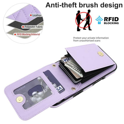 For iPhone Air YM015 Crossbody Rhombic Card Bag RFID Phone Case(Light Purple) - iPhone Air Cases by buy2fix | Online Shopping UK | buy2fix
