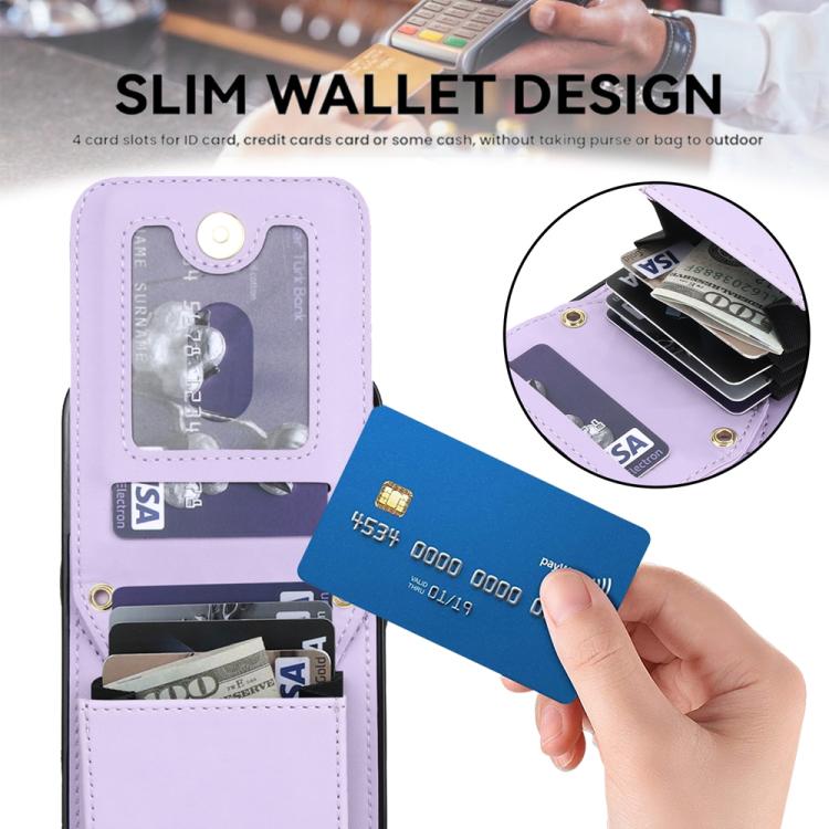 For iPhone Air YM015 Crossbody Rhombic Card Bag RFID Phone Case(Light Purple) - iPhone Air Cases by buy2fix | Online Shopping UK | buy2fix