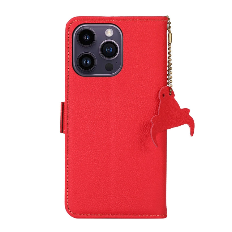 For iPhone 16 Pro Side-Magnetic TJ Genuine Leather RFID Phone Case(Red) - iPhone 16 Pro Cases by buy2fix | Online Shopping UK | buy2fix