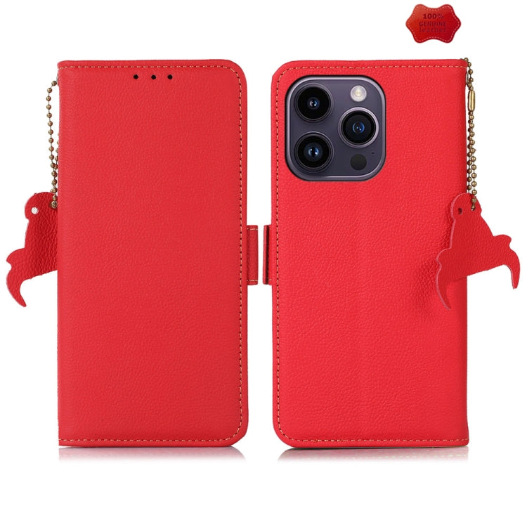 For iPhone 16 Pro Max Side-Magnetic TJ Genuine Leather RFID Phone Case(Red) - iPhone 16 Pro Max Cases by buy2fix | Online Shopping UK | buy2fix