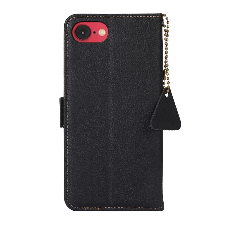 For iPhone 16e Side-Magnetic TJ Genuine Leather RFID Phone Case(Black) by buy2fix