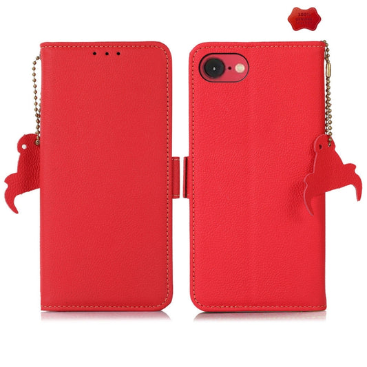 For iPhone 16e Side-Magnetic TJ Genuine Leather RFID Phone Case(Red) by buy2fix