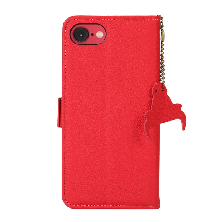 For iPhone 16e Side-Magnetic TJ Genuine Leather RFID Phone Case(Red) by buy2fix