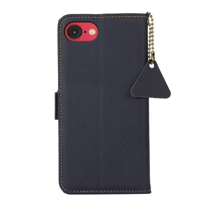 For iPhone 16e Side-Magnetic TJ Genuine Leather RFID Phone Case(Blue) by buy2fix
