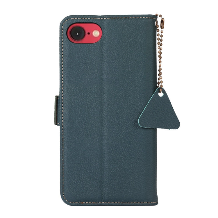 For iPhone 16e Side-Magnetic TJ Genuine Leather RFID Phone Case(Green) by buy2fix