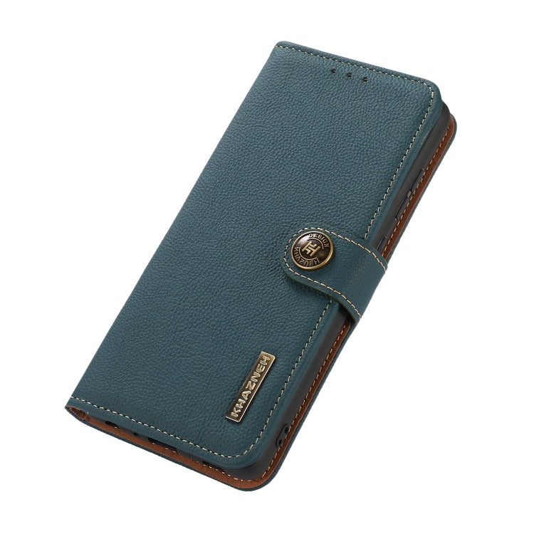 For iPhone 16 Pro KHAZNEH Custer Genuine Leather RFID Phone Case(Green) by buy2fix