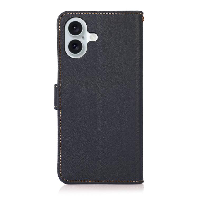 For iPhone 17 KHAZNEH Custer Genuine Leather RFID Phone Case(Blue) - iPhone 17 Cases by buy2fix | Online Shopping UK | buy2fix