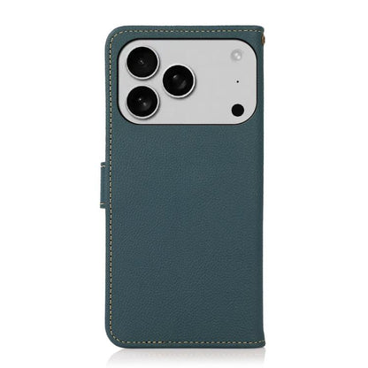 For iPhone 17 Pro Max KHAZNEH Custer Genuine Leather RFID Phone Case(Green) - iPhone 17 Pro Max Cases by buy2fix | Online Shopping UK | buy2fix