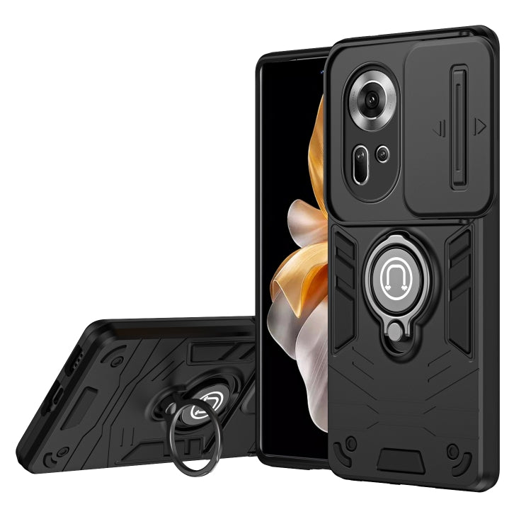 For OPPO Reno11 Global Camshield Ring Holder Phone Case(Black) - OPPO Cases by buy2fix | Online Shopping UK | buy2fix