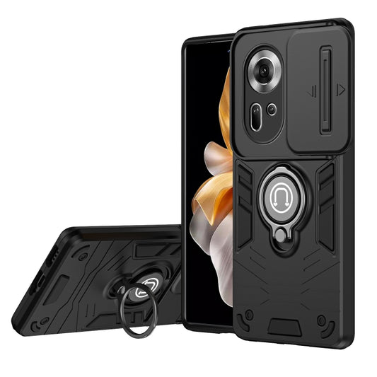 For OPPO Reno11 Global Camshield Ring Holder Phone Case(Black) - OPPO Cases by buy2fix | Online Shopping UK | buy2fix