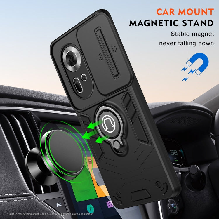 For OPPO Reno11 Global Camshield Ring Holder Phone Case(Black) - OPPO Cases by buy2fix | Online Shopping UK | buy2fix